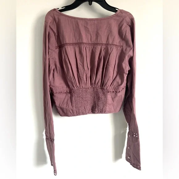 🌻🆕FREE PEOPLE Joi Blouse Roan Rouge color-Size Small - Picture 10 of 11